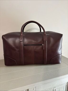 Mark & Graham Chestnut Brown Leather Duffel Bag